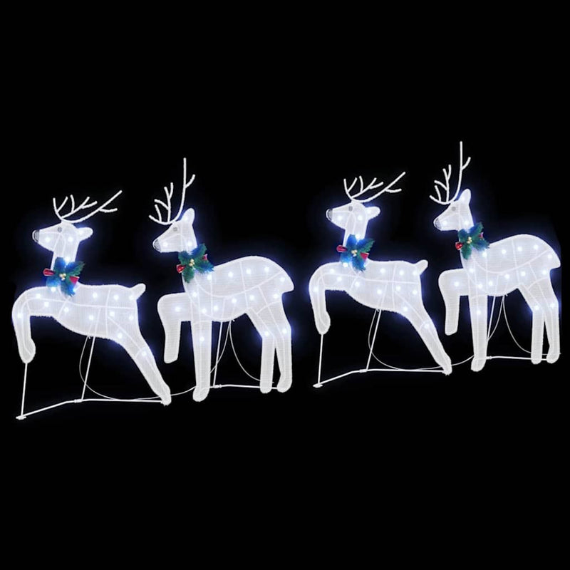 vidaXL LED rénszarvasok 4 pcs Fehér szövet