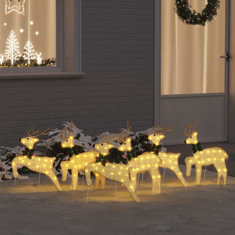 vidaXL LED rénszarvasok 6 pcs Arany szövet