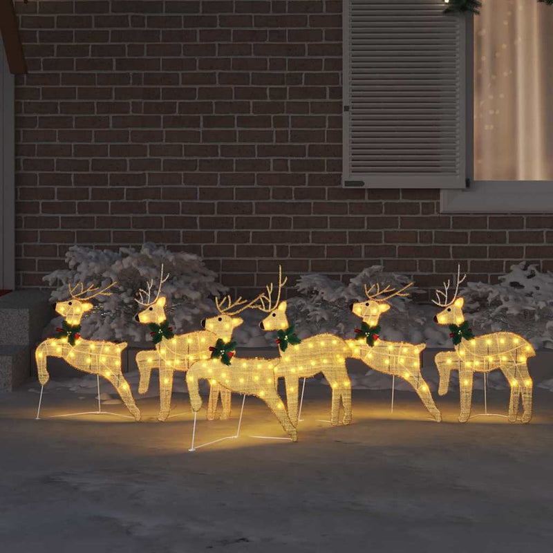 vidaXL LED rénszarvasok 6 pcs Arany szövet