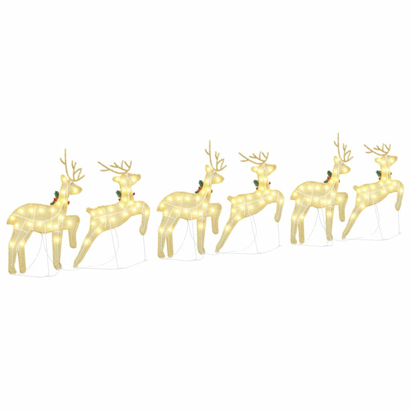 vidaXL LED rénszarvasok 6 pcs Arany szövet