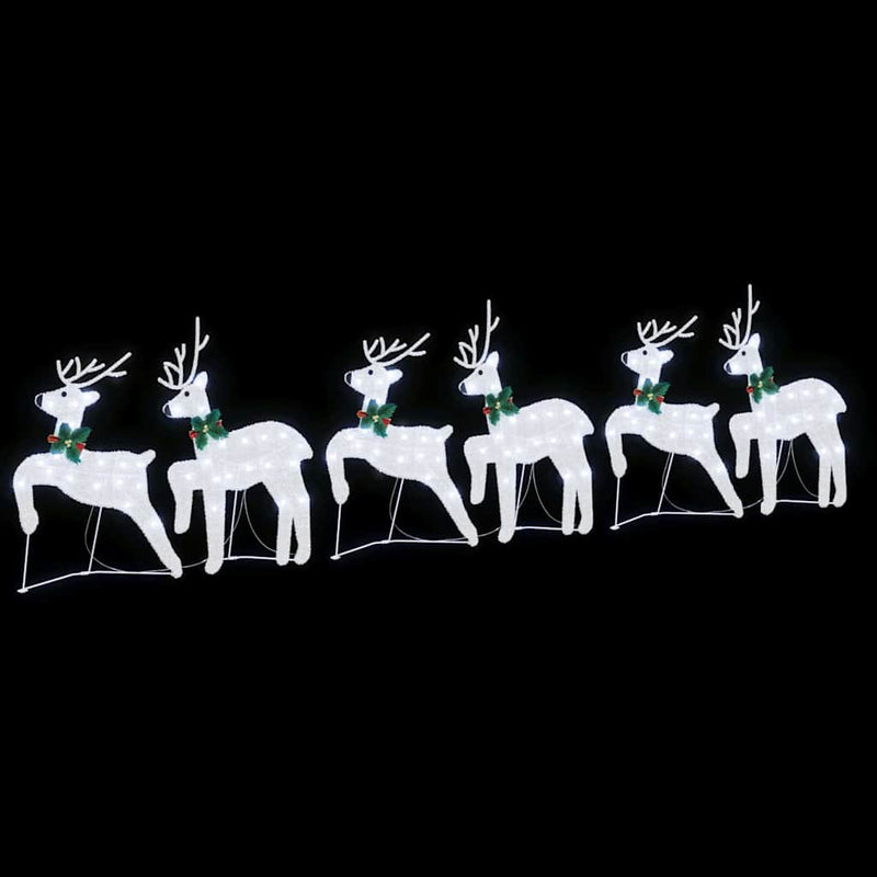 vidaXL LED rénszarvasok 6 pcs Ezüst szövet