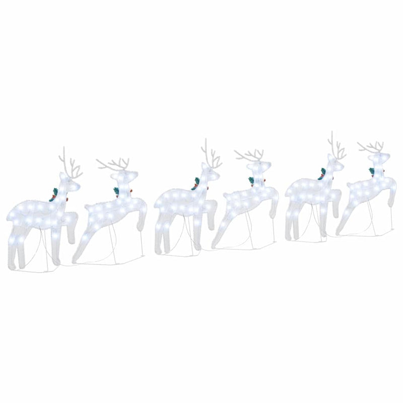 vidaXL LED rénszarvasok 6 pcs Ezüst szövet