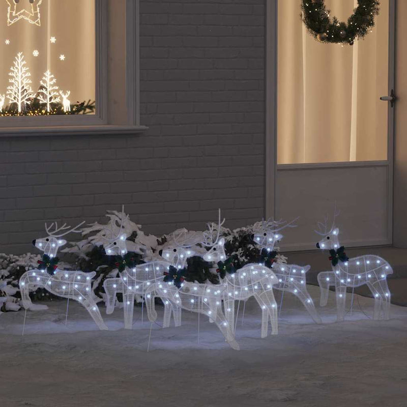 vidaXL LED rénszarvasok 6 pcs Fehér szövet