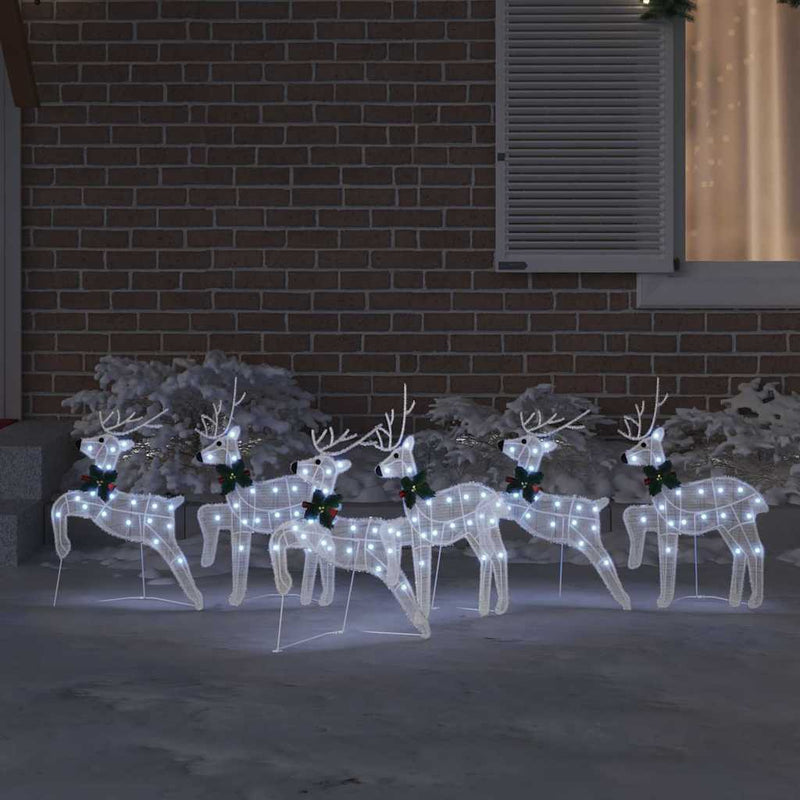 vidaXL LED rénszarvasok 6 pcs Fehér szövet