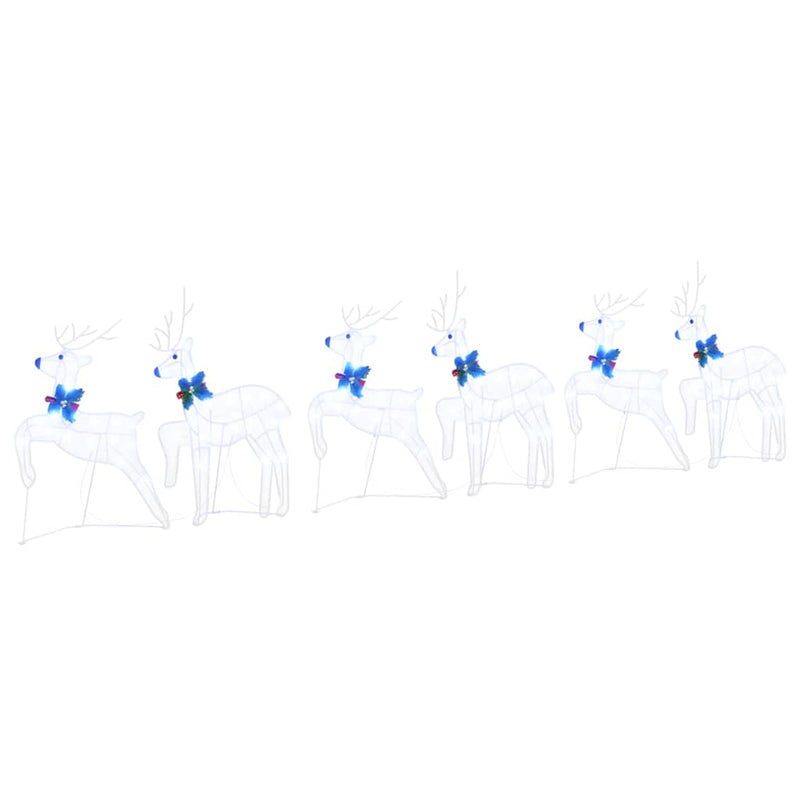 vidaXL LED rénszarvasok 6 pcs Fehér szövet