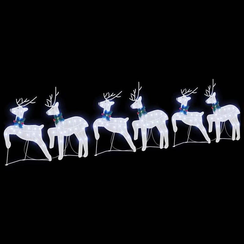 vidaXL LED rénszarvasok 6 pcs Fehér szövet