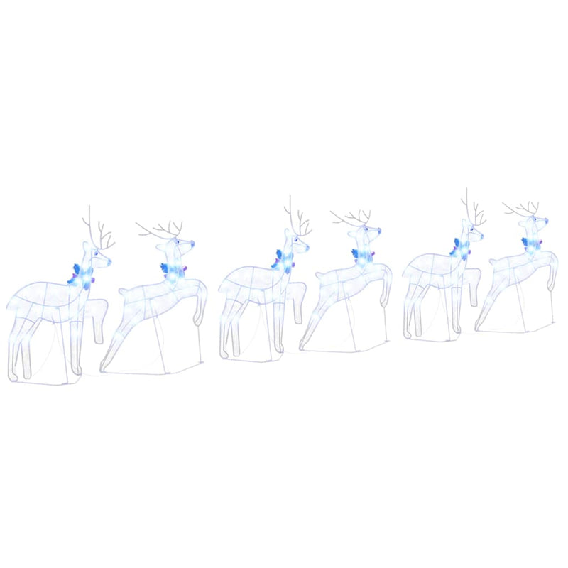 vidaXL LED rénszarvasok 6 pcs Fehér szövet