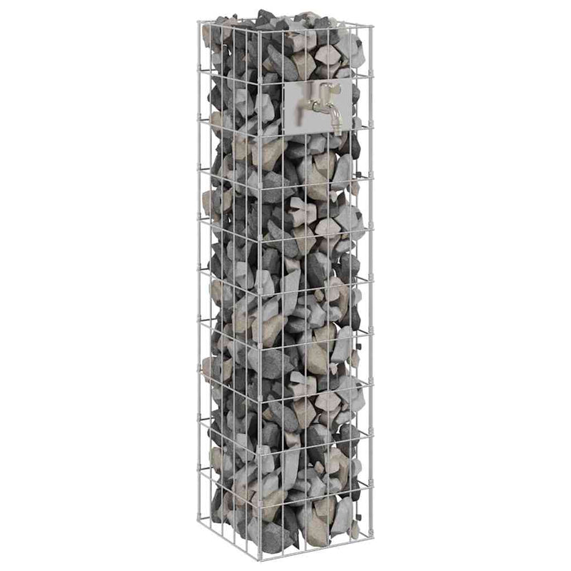 vidaXL Gabion Oszlop Ezüst 25 x 25 x 100 cm Rozsdamentes acél