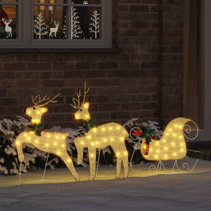 vidaXL LED rénszarvasok 3 pcs Meleg fehér szövet