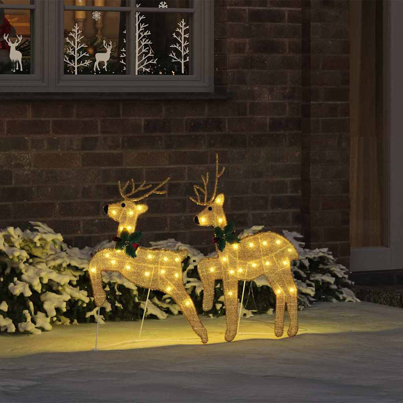 vidaXL LED rénszarvasok 2 pcs Meleg fehér szövet