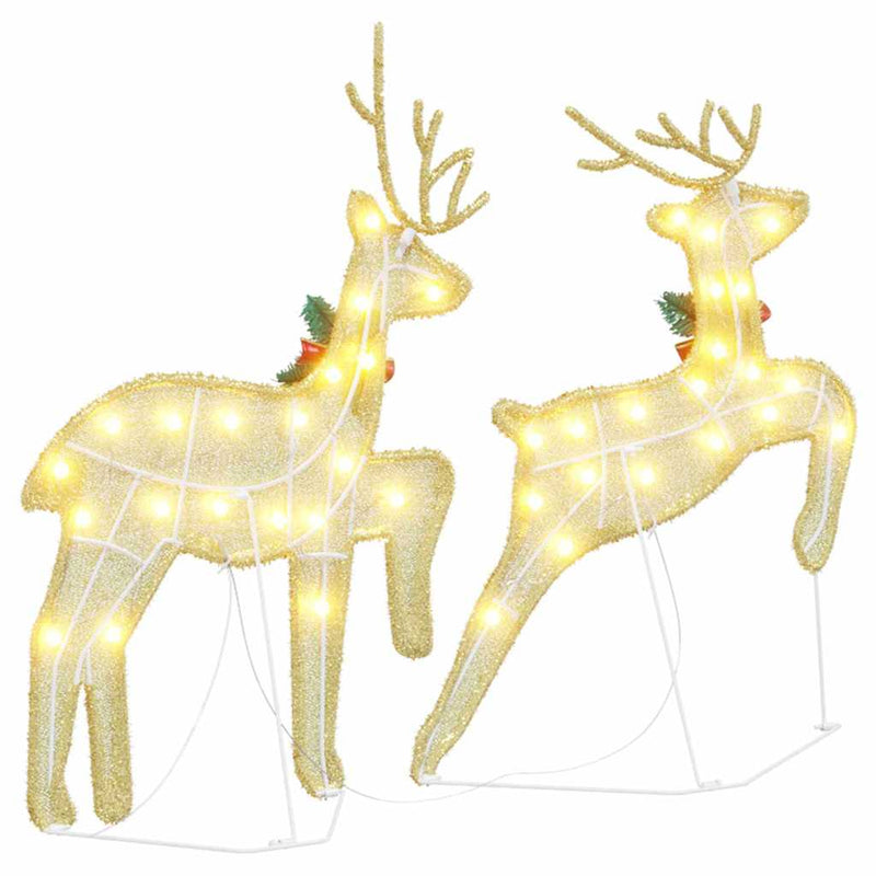 vidaXL LED rénszarvasok 2 pcs Meleg fehér szövet