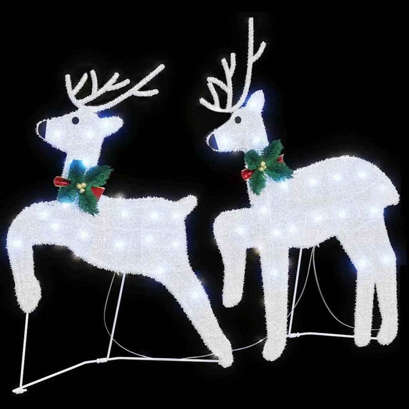 vidaXL LED rénszarvasok 2 pcs Hideg Fehér szövet