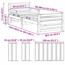 vidaXL Ágykeret kihúzható matraccal Fehér 80 x 200 cm Tömör fenyőfa