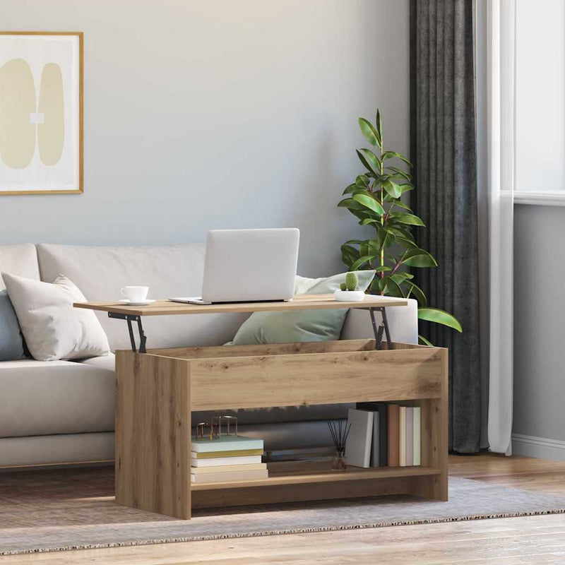 vidaXL Dohányzóasztal kézműves tölgy 102 x 50 x 52.5 cm Faanyag