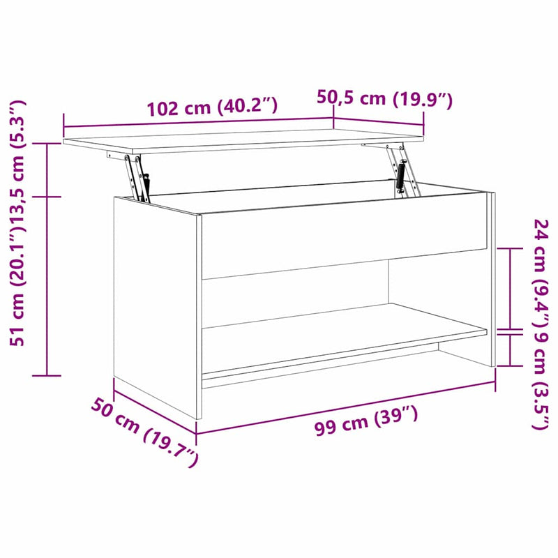 vidaXL Dohányzóasztal Musta tammi 80 x 50.5 x 41.5 cm Faanyag