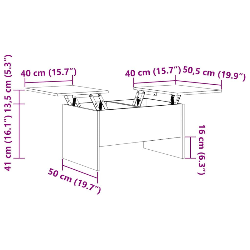vidaXL Dohányzóasztal Fekete tölgy 102 x 50,5 x 46,5 cm Faanyag