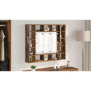 vidaXL Tükörszekrény tükör lámpákkal Régi fa 91 x 15 x 76,5 cm Faanyag