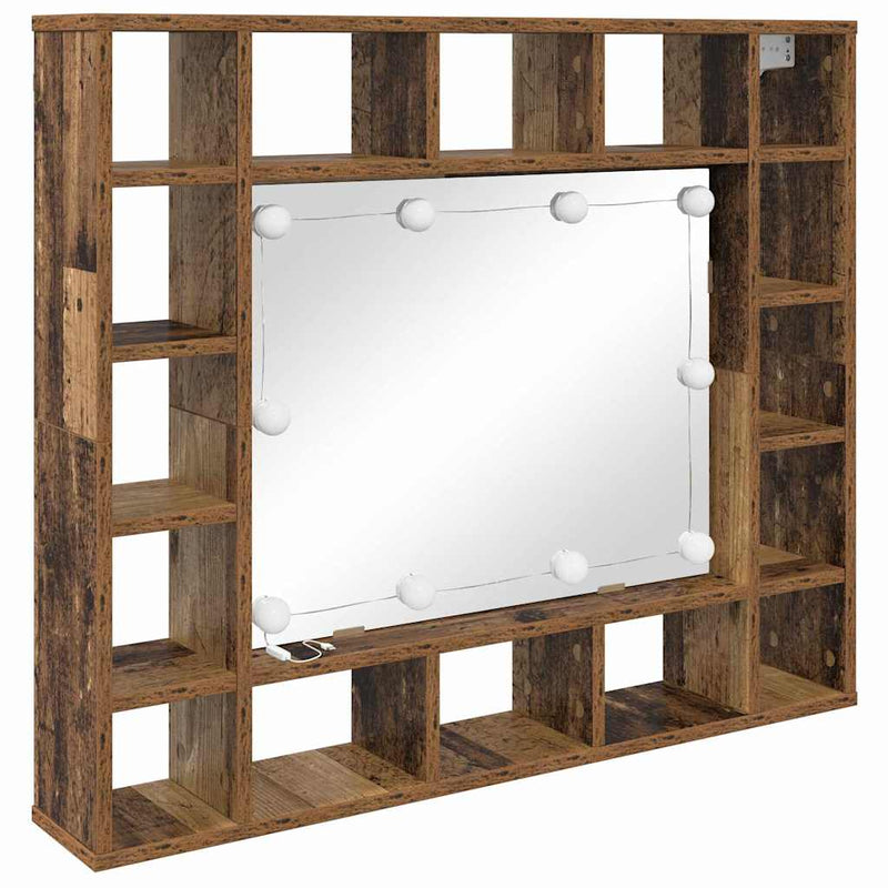 vidaXL Tükörszekrény polcokkal Régi fa 91 x 15 x 76.5 cm Faanyag