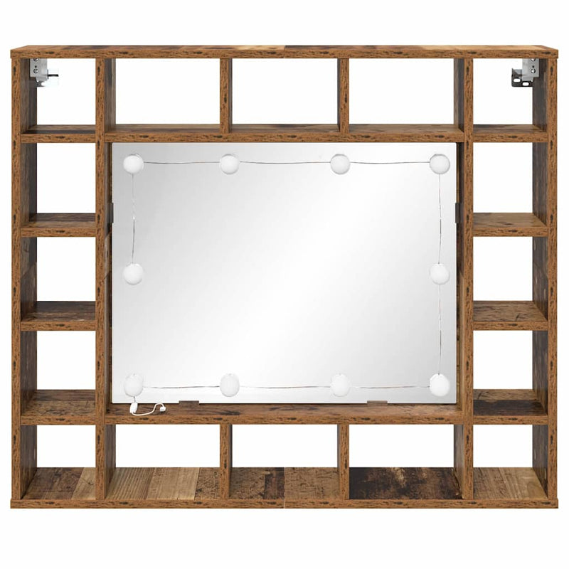 vidaXL Tükörszekrény polcokkal Régi fa 91 x 15 x 76.5 cm Faanyag