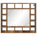 vidaXL Tükörszekrény tükör lámpákkal Régi fa 91 x 15 x 76,5 cm Faanyag
