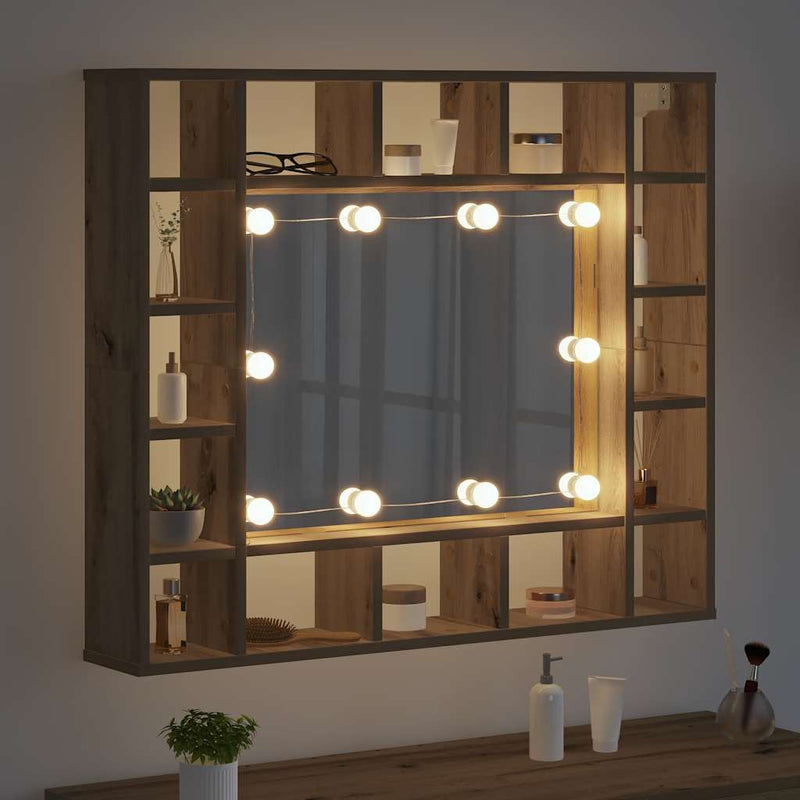 vidaXL Tükörszekrény tükörrel kézműves tölgy 91 x 15 x 76.5 cm Faanyag