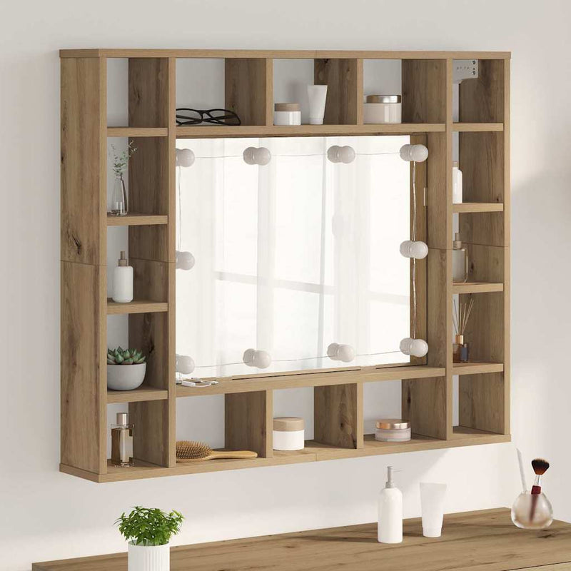 vidaXL Tükörszekrény tükörrel kézműves tölgy 91 x 15 x 76.5 cm Faanyag