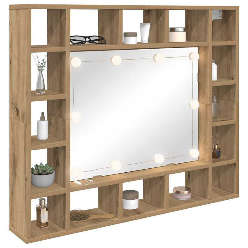 vidaXL Tükörszekrény tükörrel kézműves tölgy 91 x 15 x 76.5 cm Faanyag