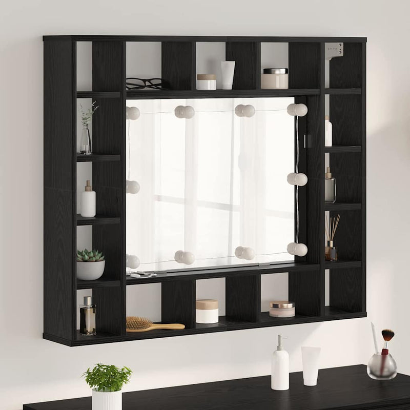 vidaXL Tükörszekrény polcokkal Musta tammi 91 x 15 x 76.5 cm Faanyag