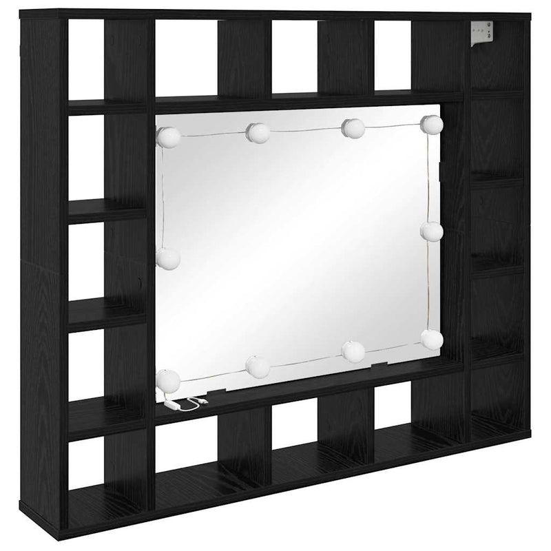 vidaXL Tükörszekrény polcokkal Musta tammi 91 x 15 x 76.5 cm Faanyag
