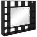 vidaXL Tükörszekrény polcokkal Fekete tölgy 91 x 15 x 76,5 cm Faanyag