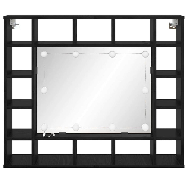 vidaXL Tükörszekrény polcokkal Musta tammi 91 x 15 x 76.5 cm Faanyag