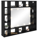 vidaXL Tükörszekrény polcokkal Fekete tölgy 91 x 15 x 76,5 cm Faanyag