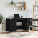 vidaXL Asztal polcokkal tárolóval Musta tammi 140 x 50 x 75 cm Faanyag
