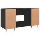 vidaXL Asztal polcokkal tárolóval Musta tammi 140 x 50 x 75 cm Faanyag
