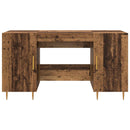 vidaXL Asztal polcokkal tárolóval Régi fa 140 x 50 x 75 cm Faanyag