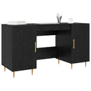 vidaXL Asztal polcokkal tárolóval Musta tammi 140 x 50 x 75 cm Faanyag