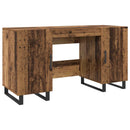vidaXL Asztal polcokkal tárolóval Régi fa 140 x 50 x 75 cm Faanyag