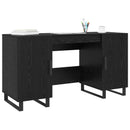 vidaXL Asztal polcokkal tárolóval Musta tammi 140 x 50 x 75 cm Faanyag