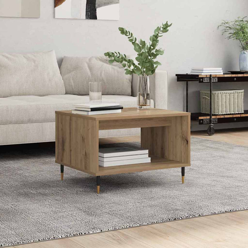 vidaXL Dohányzóasztal kézműves tölgy 60 x 50 x 40 cm Faanyag