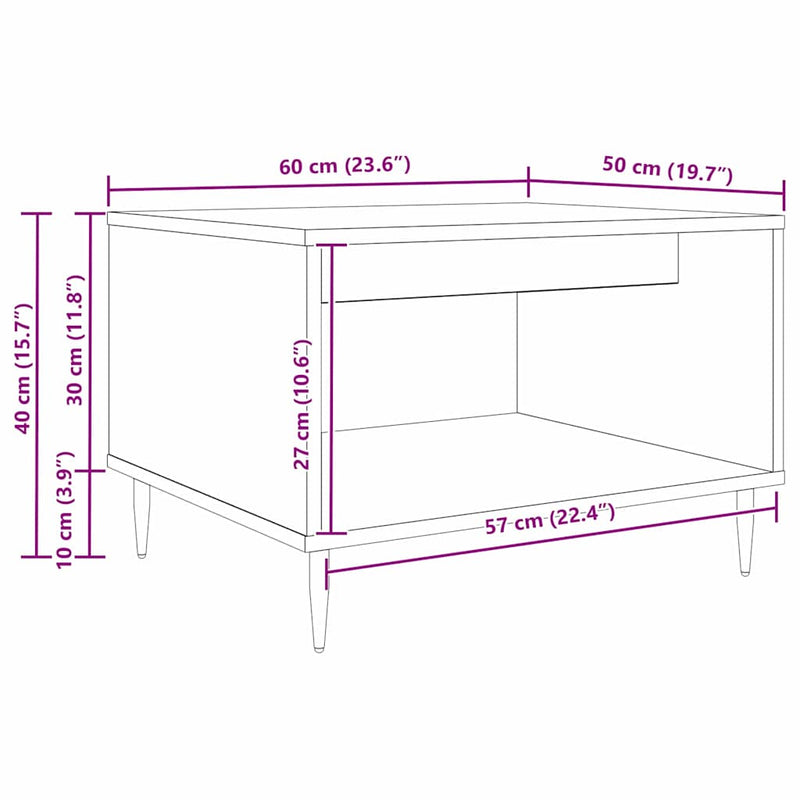 vidaXL Dohányzóasztal Musta tammi 60 x 50 x 40 cm Faanyag