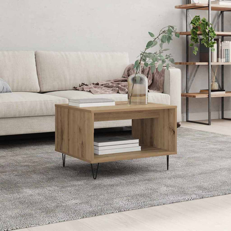 vidaXL Dohányzóasztal kézműves tölgy 60 x 50 x 40 cm Faanyag