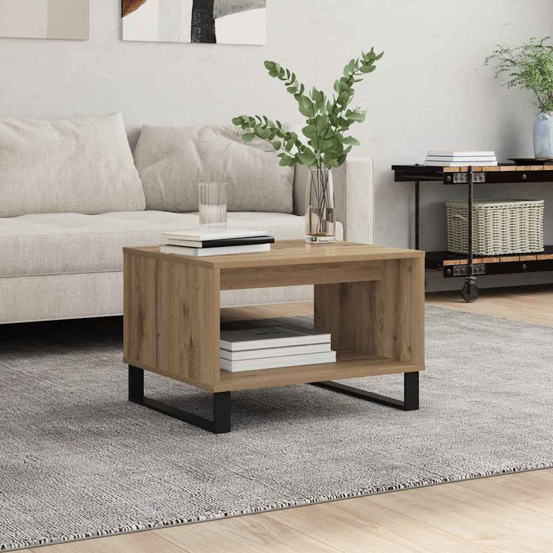 vidaXL Dohányzóasztal kézműves tölgy 60 x 50 x 40 cm Faanyag