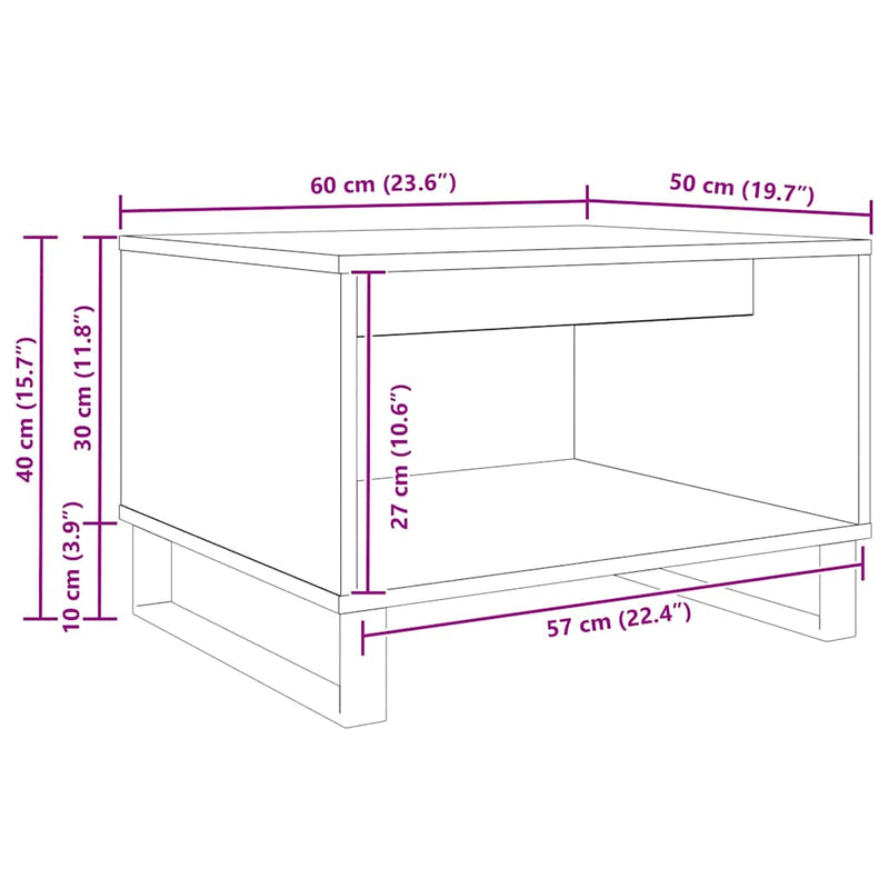 vidaXL Dohányzóasztal kézműves tölgy 60 x 50 x 40 cm Faanyag
