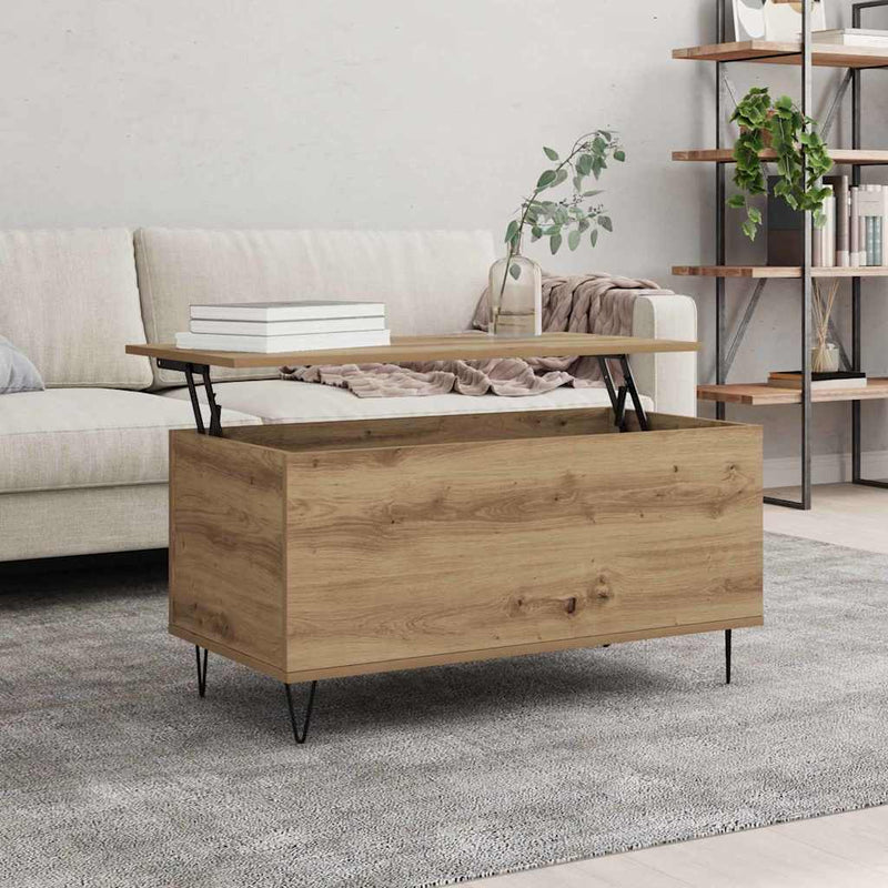 vidaXL Dohányzóasztal kézműves tölgy 90 x 44.5 x 45 cm Faanyag