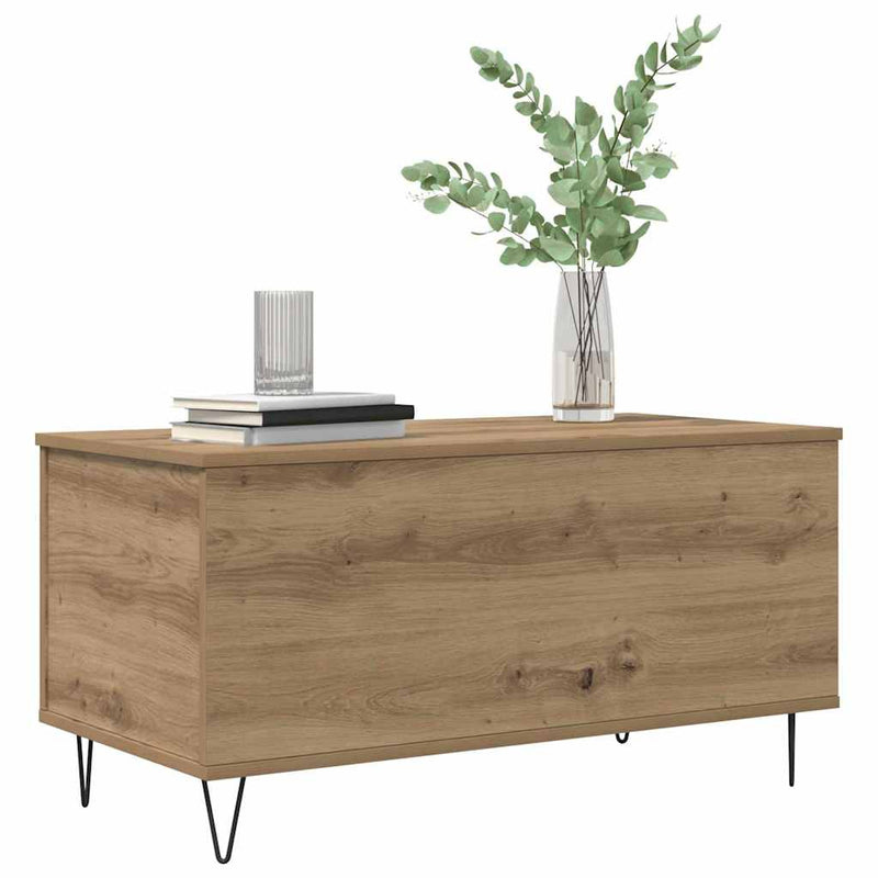 vidaXL Dohányzóasztal kézműves tölgy 90 x 44.5 x 45 cm Faanyag