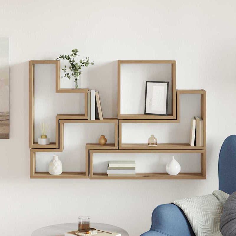 vidaXL Fal Cube polcokkal Egyéb kézműves tölgy 96 x 12 x 64 cm Faanyag