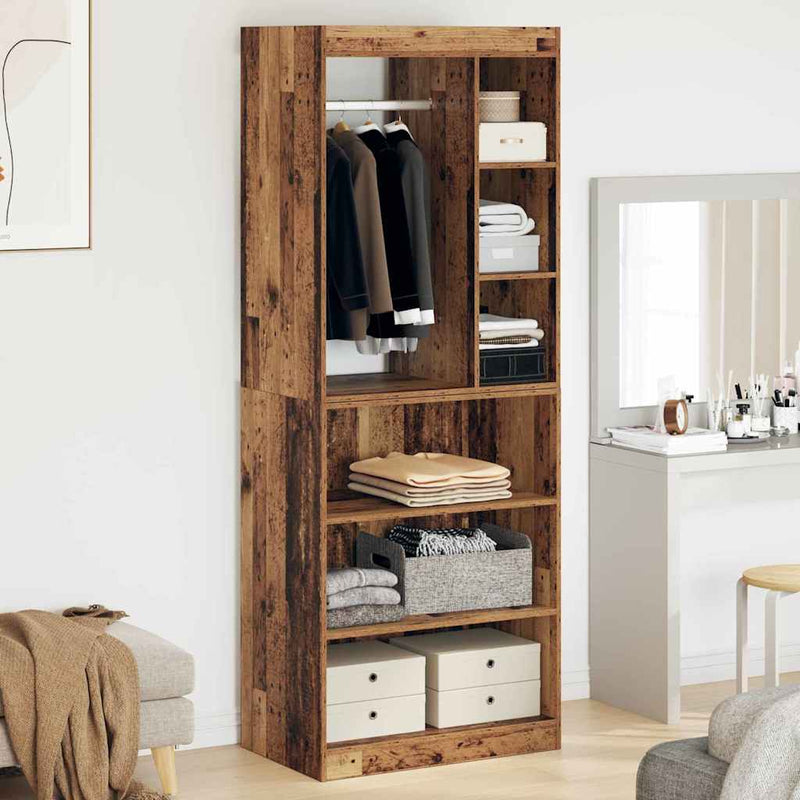 vidaXL Ruhásszekrény polcokkal Régi fa 77 x 48 x 102 cm Faanyag
