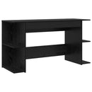 vidaXL Asztal polcokkal Musta tammi 140 x 50 x 75 cm Faanyag