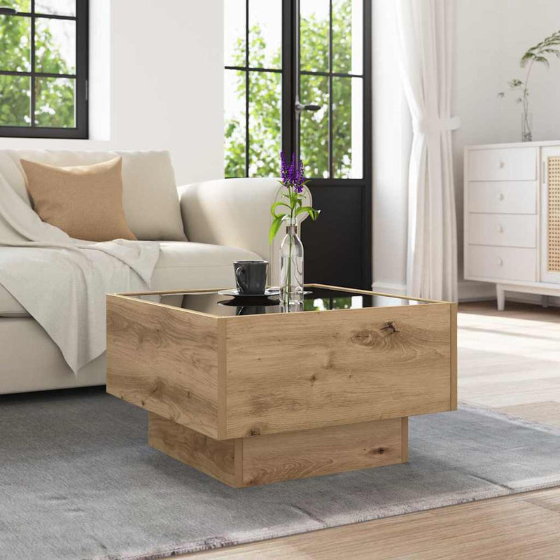 vidaXL Dohányzóasztal kézműves tölgy 50 x 50 x 30 cm Faanyag
