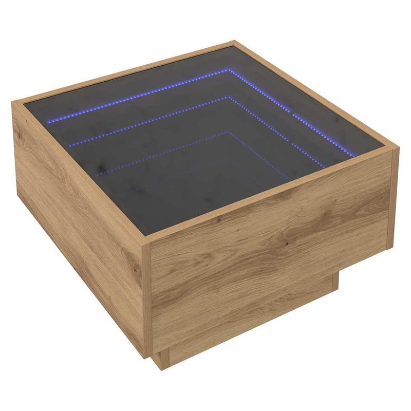 vidaXL Dohányzóasztal kézműves tölgy 50 x 50 x 30 cm Faanyag